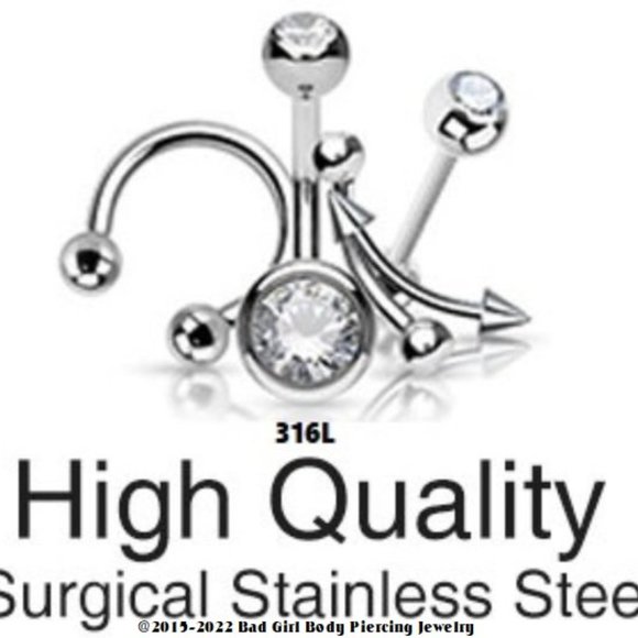 7-Pcs Silver Navel, Eyebrow, Tongue, Lip, Nose Variety Set - Picture 4 of 9